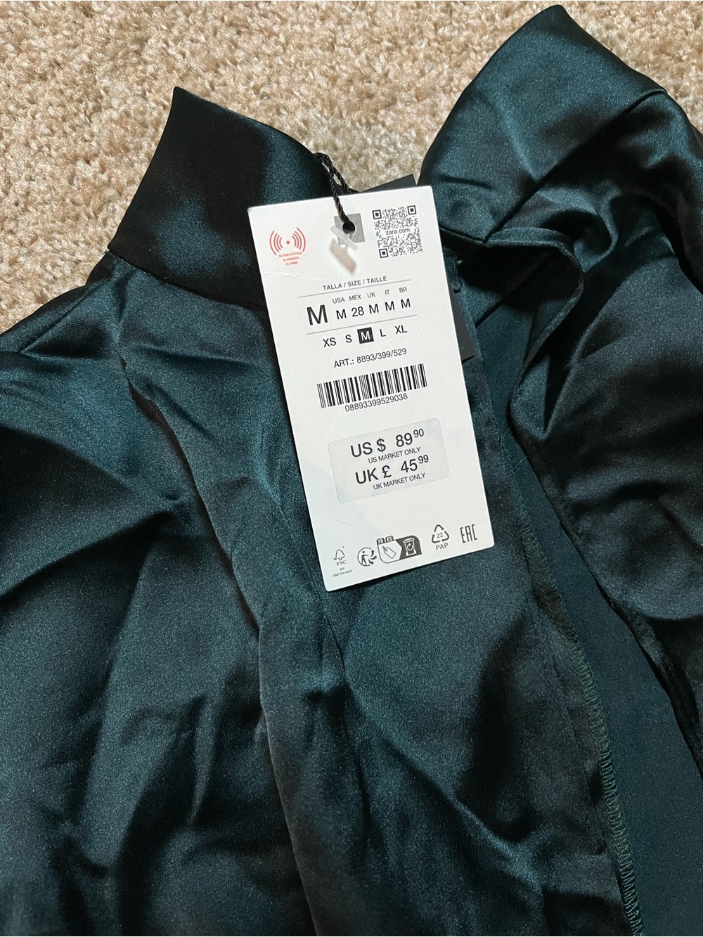 Zara Satin Mini Dress in Deep Teal with Feather Trim - Picture 12 of 12